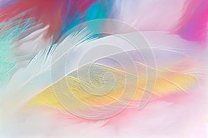 Feather rainbow patchwork background. Close-up