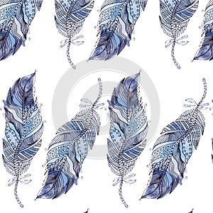 Feather seamless pattern. It is located in swatch menu, vector