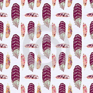 Feather seamless pattern with white background