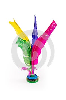 Feather shuttlecock isolated