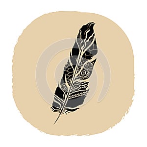 feather tattoo. Vector illustration decorative design