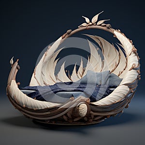 Feathered Bed: A Surrealistic Art Nouveau 4d Model