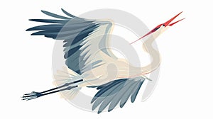 A feathered crane and a heron fly, and a wild egret flies with spread wings. Liberty concept. Flat graphic modern