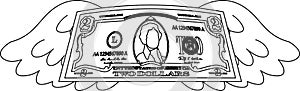 Feathered Deformed 2 dollars note outline