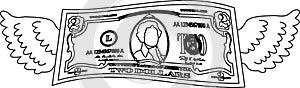 Feathered Deformed 2 dollars note outline