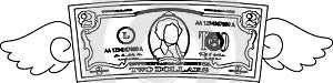 Feathered Deformed 2 dollars note outline