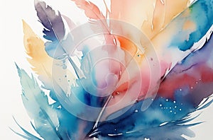 Feathered Elegance: Watercolor Abstract Background.