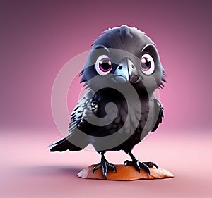 Feathered Friend: 3D Illustration of a Cute Crow