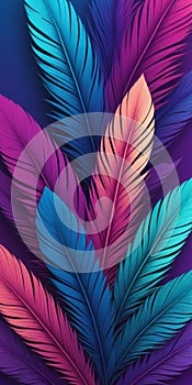 Feathered Shapes in Blue and Magenta