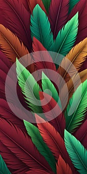 Feathered Shapes in Maroon Lawngreen photo