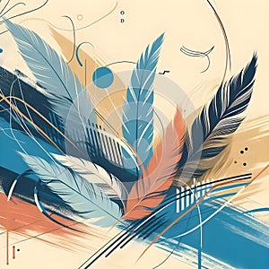 Feathers background illustration colourful vector ai generator