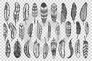 Feathers doodle set