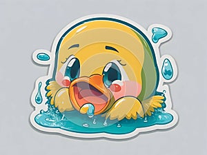 Feathers and Fights: Duck Vector Sticker Set with Happy, Cute, and Fight-themed Cartoon Designs