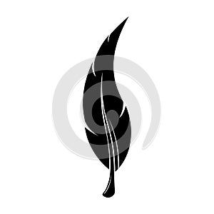 Feathers pen black icon silhouette. Logo goose lightweight feather contour. Vector illustration