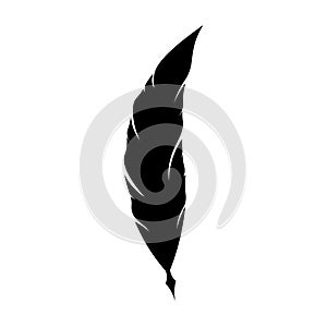 Feathers pen black icon silhouette. Logo goose lightweight feather contour. Vector illustration