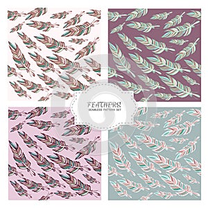 Feathers seamless pattern collection
