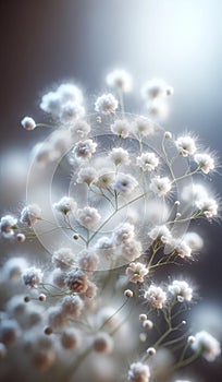 Feathery Elegance: Close-Up of Baby\'s Breath Flower\'s Delicate Beauty. Flowers Background