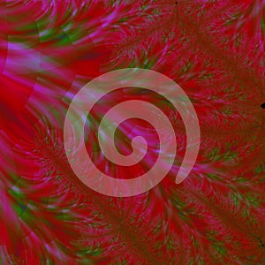 Feathery red, black and green abstract background