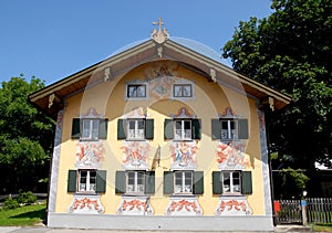 Feature facade of house in Oberammergau in Bavaria (Germany)