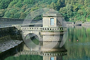 Feature on the Ladybower dam in Derbyshire, England, United Kingdom.