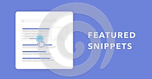 Featured snippets - extended top search results. Optimize website for SEO with organic results in serp. Horizontal