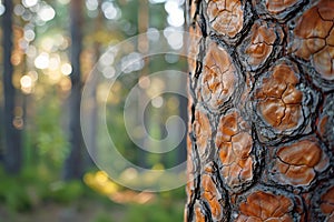 Featuring a close up of a pine tree trunk in the forest, high quality, high resolution