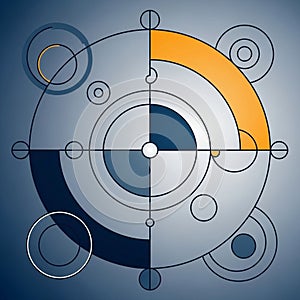 Featuring interconnected circles and lines on a gradient blue