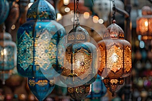 Featuring a moroccan lanterns in myriads of colours, high quality, high resolution photo