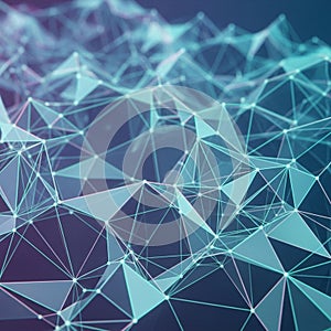 Featuring a network of interconnected lines and polygons forming a