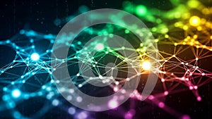 Featuring a neural network pattern with interconnected nodes and