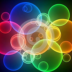 Featuring overlapping translucent circles in various sizes and