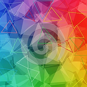 Featuring overlapping translucent triangles in a spectrum of