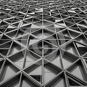 Featuring a repetitive pattern of metallic triangular shapes creating