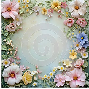 background flower frame, flower art , AIgenerated photo