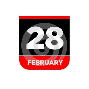 28 feb calendar day vector icon photo