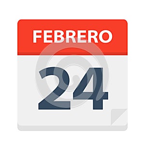 Febrero 24 - Calendar Icon - February 24. Vector illustration of Spanish Calendar Leaf photo