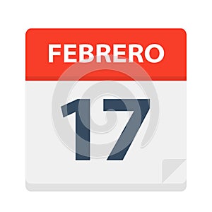 Febrero 17 - Calendar Icon - February 17. Vector illustration of Spanish Calendar Leaf photo