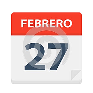 Febrero 27 - Calendar Icon - February 27. Vector illustration of Spanish Calendar Leaf photo