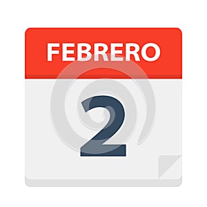 Febrero 2 - Calendar Icon - February 2. Vector illustration of Spanish Calendar Leaf photo