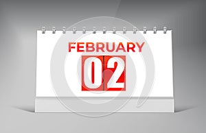 February 02 Desk Calendar Design Template. Single Date Calendar Design