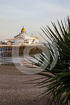 February 1, 2022. Landscape by the sea. Eastbourne Pier and Beach, East Sussex England