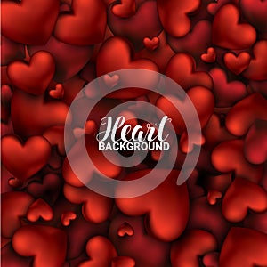 February 14. Love romantic 3D Realistic Red Hearts Background