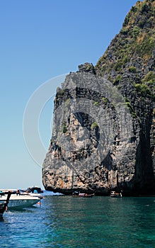 February 15, 2019. Krabi, Thailand. The famous Maya Bay beach on Koh Phi Phi Leh island