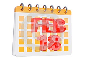 February 18. calendar design isolated on white background