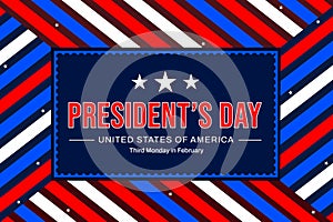 February 20 is celebrated as President\'s day in the United States of America, patriotic color background