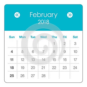 February 2018 calendar vector illustration