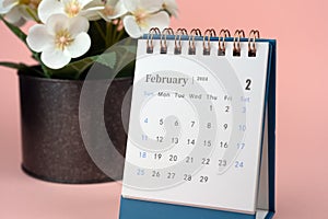 February 2024 Desk Calendar beige background