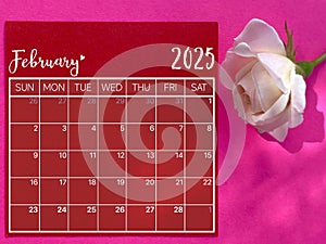 February 2025 calendar background. Stock photo.