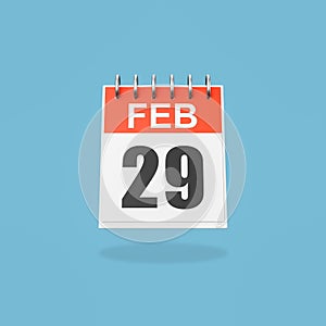 February 29 Calendar on Blue Background, Leap Year