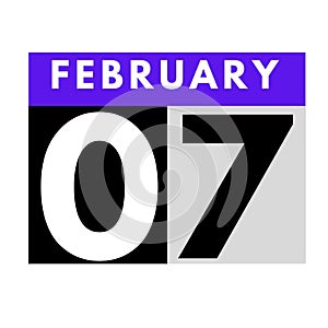 February 7 . flat daily calendar icon .date ,day, month .calendar for the month of February